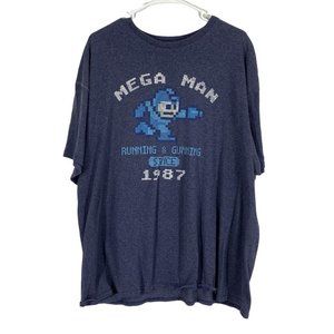 Megaman Running And Gunning Since 1987 Mens Blue Graphic Casual T Shirt Size XXL